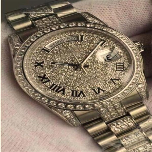 luxury mens automatic watch president day-date diamond face bezel stainless steel buckle for men mechanical wristwatc226z, Slivery;brown
luxury mens automatic watch president day-date diamond face bezel stainless steel buckle for men mechanical wristwatc226z, Slivery;brown