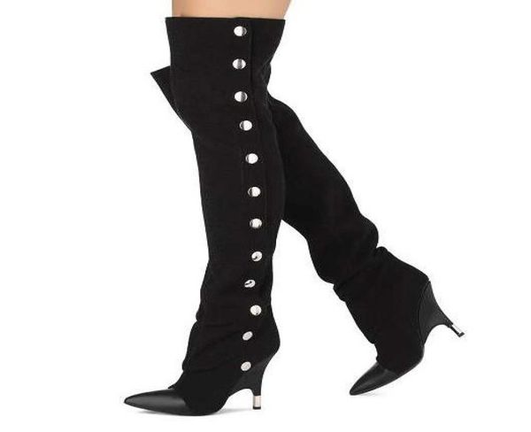 winter new women black blue genuine leather 100 mm strange heels pointed toe rivets over the knee thigh high knight boots lady2345334
winter new women black blue genuine leather 100 mm strange heels pointed toe rivets over the knee thigh high knight boots lady2345334