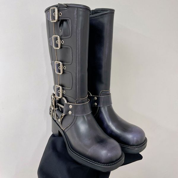luxury designer boots harness belt buckled cowhide leather biker knee boots chunky heel zip knight boots fashion square toe ankle booties we, Black
luxury designer boots harness belt buckled cowhide leather biker knee boots chunky heel zip knight boots fashion square toe ankle booties we, Black