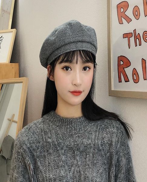 autumn and winter woolen hat female retro plaid beret korean joker british octagonal hat japanese minimalist painter hat3404823, Blue;gray
autumn and winter woolen hat female retro plaid beret korean joker british octagonal hat japanese minimalist painter hat3404823, Blue;gray
