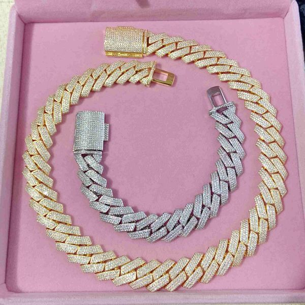 18 k gold bling hiphop square diamond 19mm prong choker cuban link chain necklace, Silver
18 k gold bling hiphop square diamond 19mm prong choker cuban link chain necklace, Silver
