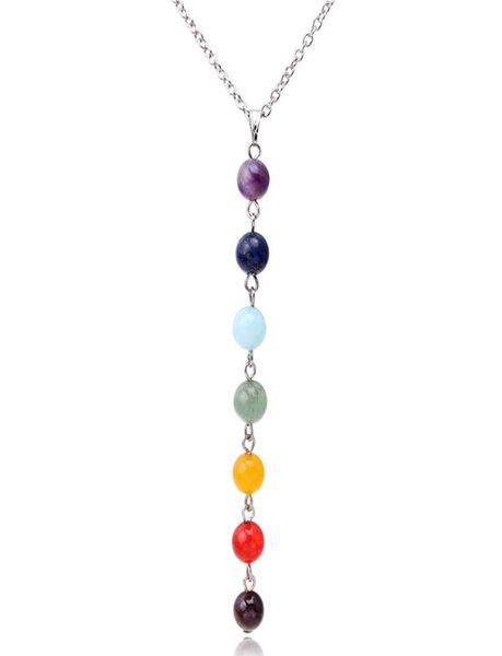 7 chakra gem stone beads pendant necklace women reiki healing balancing chakra necklaces fashion6282999, Silver 
7 chakra gem stone beads pendant necklace women reiki healing balancing chakra necklaces fashion6282999, Silver