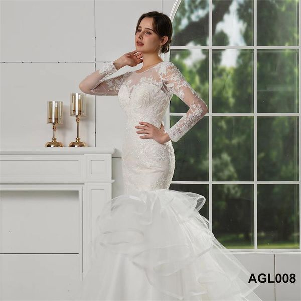 fantasy mermaid wedding dresses skirt v-neck slim fit tail heavy duty long sleeve lace simple agl008, White
fantasy mermaid wedding dresses skirt v-neck slim fit tail heavy duty long sleeve lace simple agl008, White