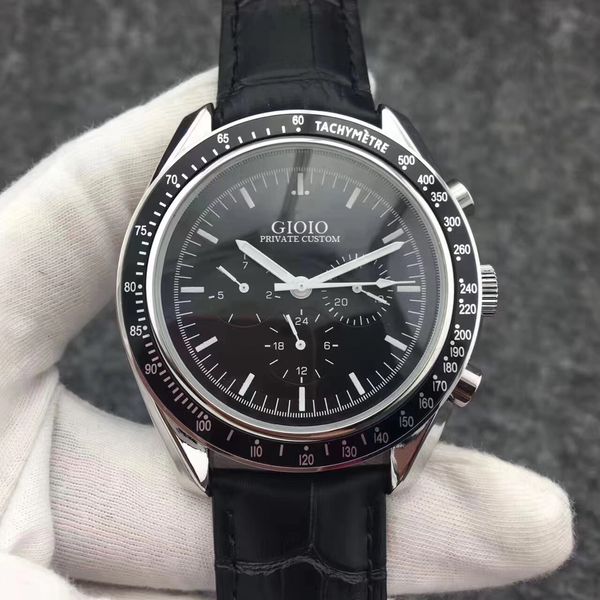 men automatic mechanical watch black ceramic moon 44mm, Slivery;brown 
men automatic mechanical watch black ceramic moon 44mm, Slivery;brown