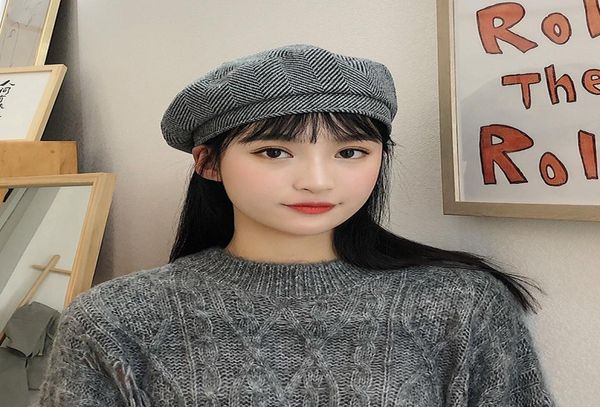 autumn and winter woolen hat female retro plaid beret korean joker british octagonal hat japanese minimalist painter hat3054690, Blue;gray
autumn and winter woolen hat female retro plaid beret korean joker british octagonal hat japanese minimalist painter hat3054690, Blue;gray