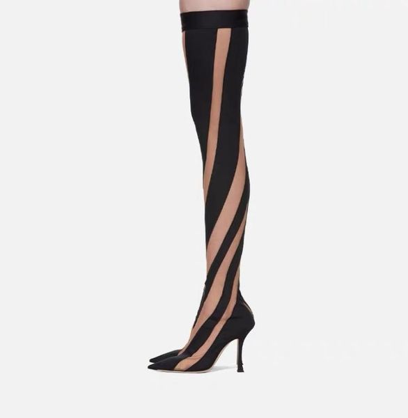fashion t show thin high heel sock boots mesh cut out breathable slim boot womens long shoes6244879, Black
fashion t show thin high heel sock boots mesh cut out breathable slim boot womens long shoes6244879, Black