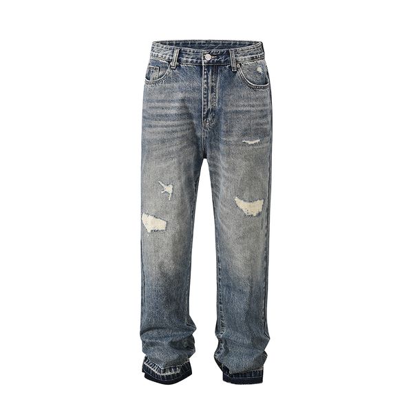 frayed hole washed straight baggy jeans men and women streetwear loose casual denim trousers, Black;brown
frayed hole washed straight baggy jeans men and women streetwear loose casual denim trousers, Black;brown