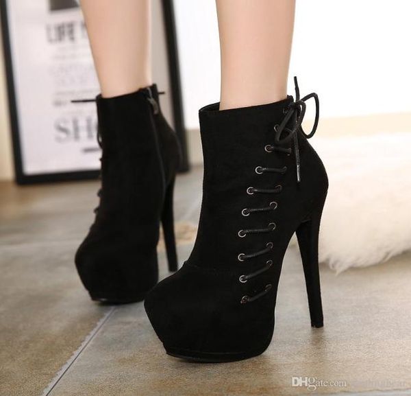 14cm ultra high heels lace up zip side ankle booties designer shoes pink black9663975, Black
14cm ultra high heels lace up zip side ankle booties designer shoes pink black9663975, Black