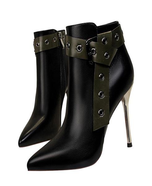 women high heels lady leather buckle strap ankle boots rivets roman boots motorcycle shoes party dress stiletto6999426, Black
women high heels lady leather buckle strap ankle boots rivets roman boots motorcycle shoes party dress stiletto6999426, Black