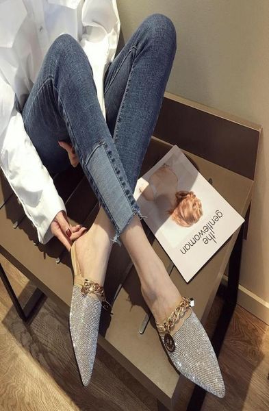 pointed toe half slippers female summer wear 2020 new fashion rhinestone lazy flats sandals casual slippers metal chain slides9568534, Black
pointed toe half slippers female summer wear 2020 new fashion rhinestone lazy flats sandals casual slippers metal chain slides9568534, Black