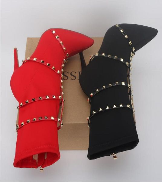 high heels rivet socks boot short booties studded boots belt slip on stretch knit ankle runway shoes 10cm8178408, Black
high heels rivet socks boot short booties studded boots belt slip on stretch knit ankle runway shoes 10cm8178408, Black