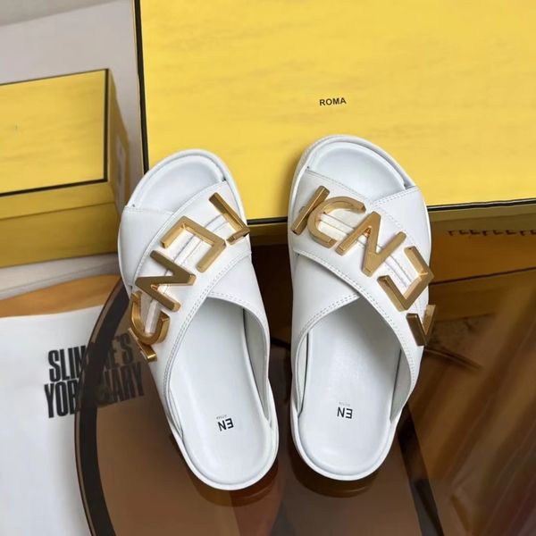 luxury designer slipper summer fashion man women sandal crossover band golden metal f letter graphy sandals leather slides, Black
luxury designer slipper summer fashion man women sandal crossover band golden metal f letter graphy sandals leather slides, Black