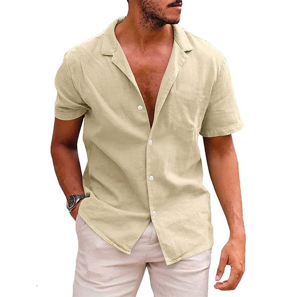 men's polos summer casual solid color blouse cotton linen short sleeve shirt loose cardigan comfy breathable beach male 230901, White;black
men's polos summer casual solid color blouse cotton linen short sleeve shirt loose cardigan comfy breathable beach male 230901, White;black