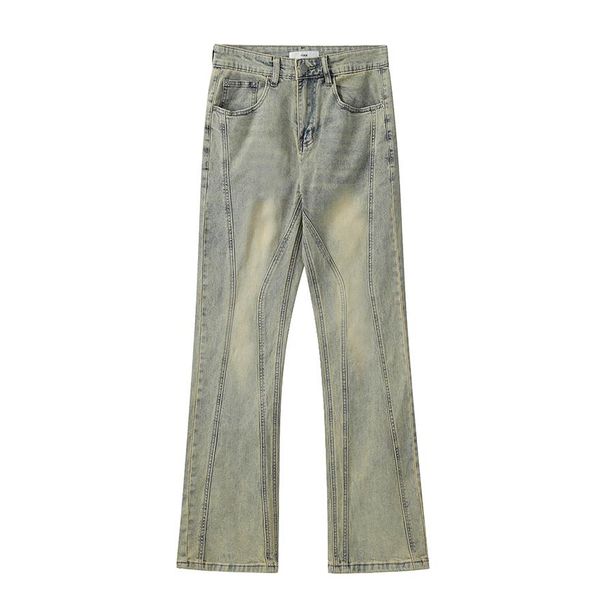 yellow washed striped jeans flare pants male and female straight casual cargos hip hop baggy denim trousers268v, Black;brown
yellow washed striped jeans flare pants male and female straight casual cargos hip hop baggy denim trousers268v, Black;brown