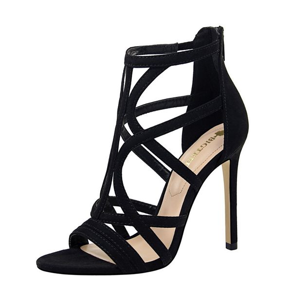 new women's fine heel super high heel suede hollow out nightclub sandals high heel sandals size 34-40, Black
new women's fine heel super high heel suede hollow out nightclub sandals high heel sandals size 34-40, Black