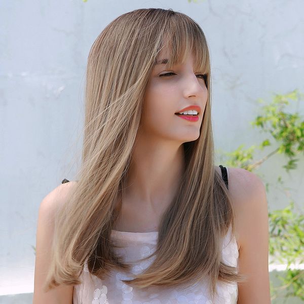 natural long blonde with highlights straight wig with middle bangs synthetic fiber wig for women daily dress 16 inches length, Black
natural long blonde with highlights straight wig with middle bangs synthetic fiber wig for women daily dress 16 inches length, Black