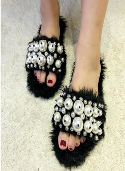 winter women furry slippers slip on luxury warm slides pearl beads flip flops flats female comfortable mules shoesslippers9203307, Black
winter women furry slippers slip on luxury warm slides pearl beads flip flops flats female comfortable mules shoesslippers9203307, Black
