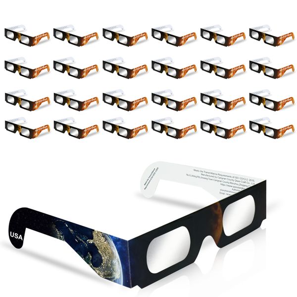 25 pack paper solar eclipse glasses made by aas approved factory,ce and iso certified eclipse shade for direct sun viewing, White;black
25 pack paper solar eclipse glasses made by aas approved factory,ce and iso certified eclipse shade for direct sun viewing, White;black