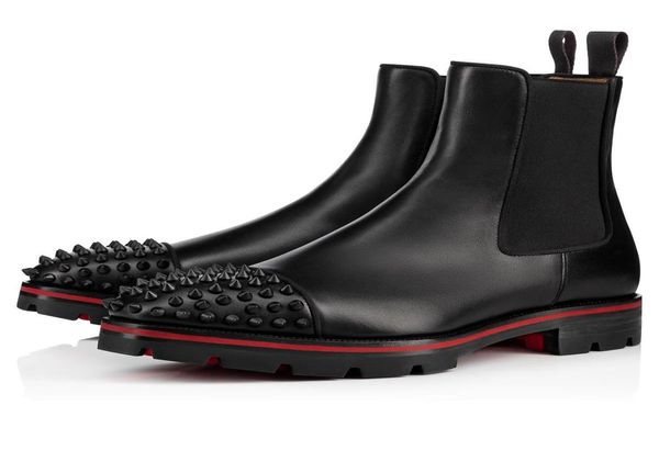 in box, italy men's boots s black calfskin cracked leather reds soles melon ankle boot with spikes toe men flat glitter7825029
in box, italy men's boots s black calfskin cracked leather reds soles melon ankle boot with spikes toe men flat glitter7825029