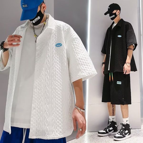 men's jackets waffle shirt men short sleeve summer harbor wind ins fashion brand loose sag casual five quarter coat trend 230901, Black;brown
men's jackets waffle shirt men short sleeve summer harbor wind ins fashion brand loose sag casual five quarter coat trend 230901, Black;brown