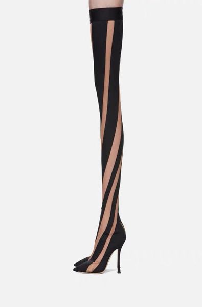 fashion t show thin high heel sock boots mesh cut out breathable slim boot womens long shoes3476095, Black
fashion t show thin high heel sock boots mesh cut out breathable slim boot womens long shoes3476095, Black