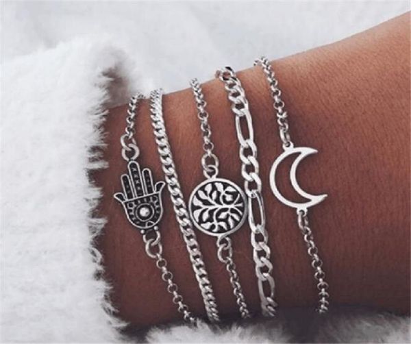 5 pcsset fashion bracelet silver hollow hand leaves moon bangles for women jewellery beach party friends gift1398709, Black
5 pcsset fashion bracelet silver hollow hand leaves moon bangles for women jewellery beach party friends gift1398709, Black