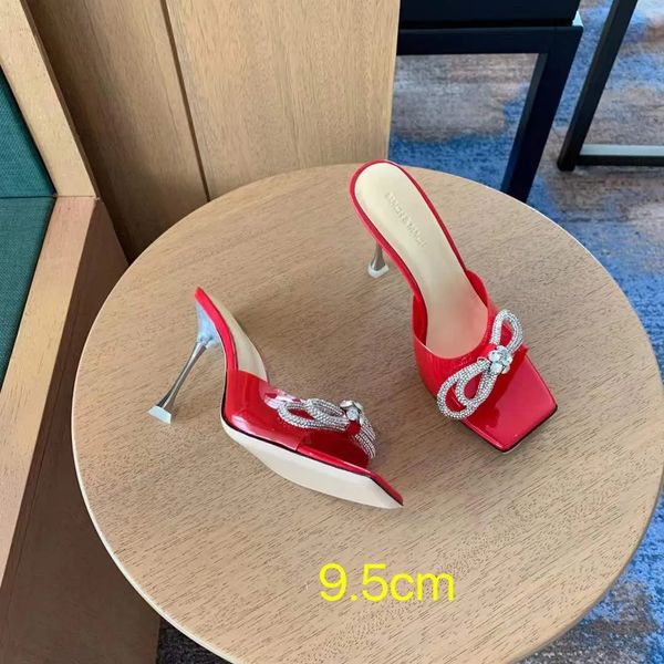 square head ultra-high-heeled slippers pvc transparent rhinestone bow 90mm thin heel women's slippers luxury designer high-heeled sanda, Black
square head ultra-high-heeled slippers pvc transparent rhinestone bow 90mm thin heel women's slippers luxury designer high-heeled sanda, Black