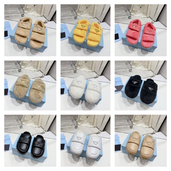 luxury wool slides prd triangle logo dad shoes shearling wool slippers soft warm fur enameled women flat mules casual shoes autumn winter so, Black
luxury wool slides prd triangle logo dad shoes shearling wool slippers soft warm fur enameled women flat mules casual shoes autumn winter so, Black