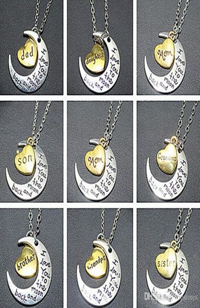 mixed order moon heart necklace pendant i love you to the moon and back pendants necklaces dad mom brother sister charm necklace g8367516, Silver
mixed order moon heart necklace pendant i love you to the moon and back pendants necklaces dad mom brother sister charm necklace g8367516, Silver
