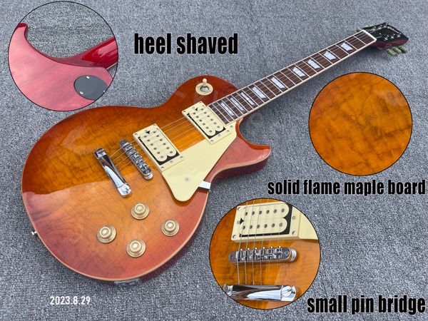 electric guitar solid flame maple board honey burst hh pickups small pin bridge bone nut heel shaved chrome parts
electric guitar solid flame maple board honey burst hh pickups small pin bridge bone nut heel shaved chrome parts
