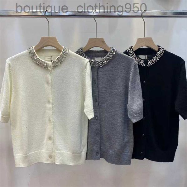 2023 new womens sweater designers heavy industry rolled diamond grey knitted short sleeve cardigan famous beauty, White
2023 new womens sweater designers heavy industry rolled diamond grey knitted short sleeve cardigan famous beauty, White