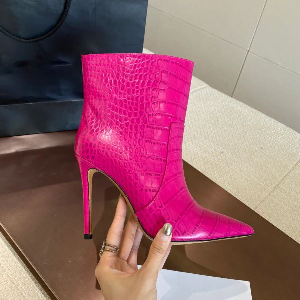 crocodile striped ankle boots 105mm toe tip pointy slender heels booties stiletto heel tall boot luxury designers shoe for womens factory fo, Black
crocodile striped ankle boots 105mm toe tip pointy slender heels booties stiletto heel tall boot luxury designers shoe for womens factory fo, Black