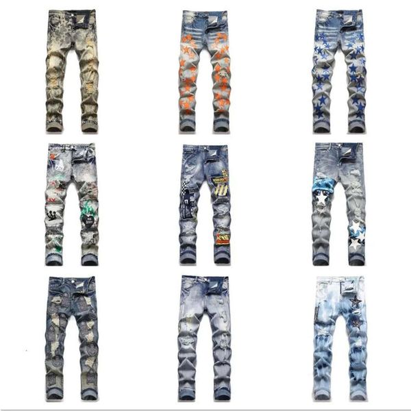 mens jeans high street long sleeve purple jeans for mens embroidery pants ripped patch hole denim straight fashion724, Blue
mens jeans high street long sleeve purple jeans for mens embroidery pants ripped patch hole denim straight fashion724, Blue