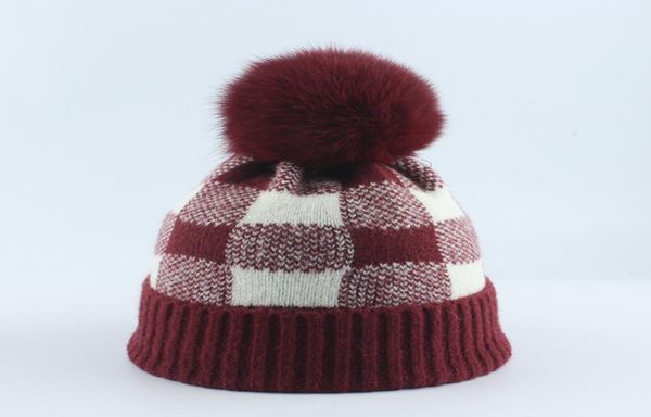 women beanies ball hat new plaid color matching fur ball knitted curling warm bobble hat female7862520, Blue;gray 
women beanies ball hat new plaid color matching fur ball knitted curling warm bobble hat female7862520, Blue;gray