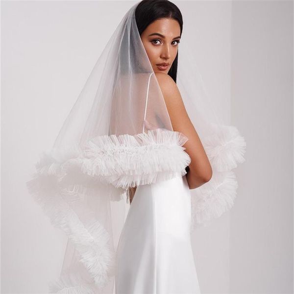fingertip length short wedding veil two layers tulle ruffles vestido de noiva longo custom made elegant bridal veil with comb341y, Black
fingertip length short wedding veil two layers tulle ruffles vestido de noiva longo custom made elegant bridal veil with comb341y, Black