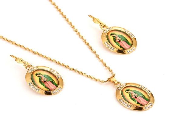 1 mother virgin mary necklace earrings pendant set 14 k fine solid gold gf cz catholic religious crystal jewelry set gift2151456, Silver
1 mother virgin mary necklace earrings pendant set 14 k fine solid gold gf cz catholic religious crystal jewelry set gift2151456, Silver