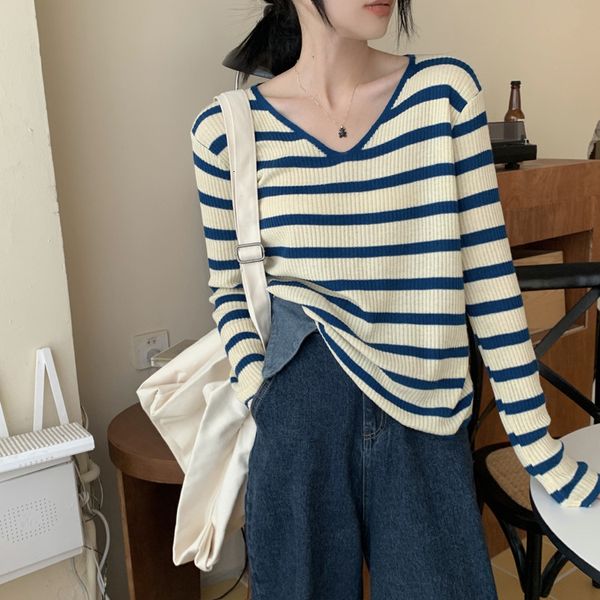 womens sweaters casual stripe women sweater long sleeve oversize knitted pullover vneck for preppy style 230904, White;black
womens sweaters casual stripe women sweater long sleeve oversize knitted pullover vneck for preppy style 230904, White;black