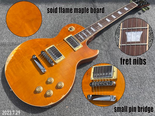electric guitar solid flame maple board orange one piece mahogany body and neck rosewood fingerboard fret nibs long tenon joined
electric guitar solid flame maple board orange one piece mahogany body and neck rosewood fingerboard fret nibs long tenon joined