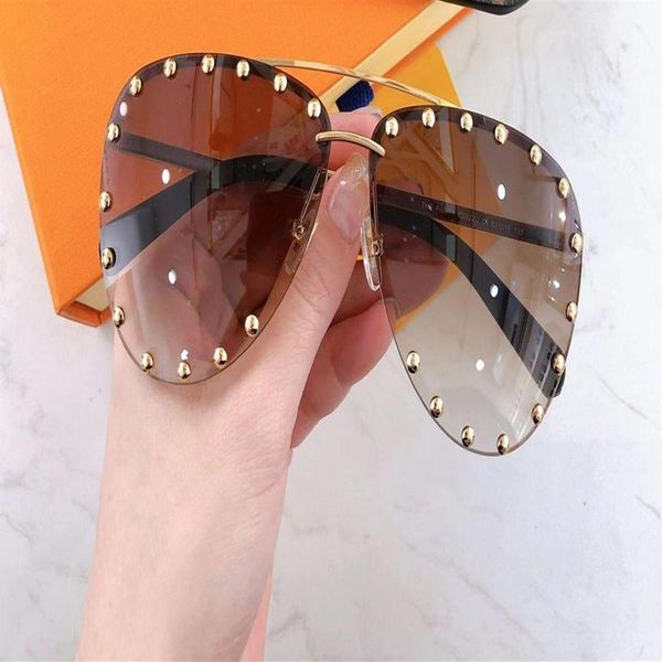 the party pilot sunglasses studes gold brown shaded sun glasses women fashion rimless sunglasses eye wear with box239i, White;black
the party pilot sunglasses studes gold brown shaded sun glasses women fashion rimless sunglasses eye wear with box239i, White;black