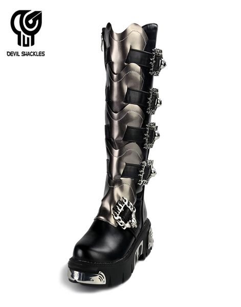 punk rock men039s boots leather black silver metal buckles zippers knee shoes men halloween party shoes 2011274130475
punk rock men039s boots leather black silver metal buckles zippers knee shoes men halloween party shoes 2011274130475