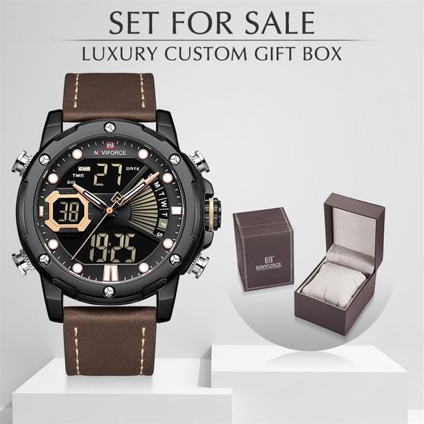 naviforce men watch with box set for men's sport watch led analog digital quartz male clock waterproof relogio masculino236h, Slivery;brown
naviforce men watch with box set for men's sport watch led analog digital quartz male clock waterproof relogio masculino236h, Slivery;brown
