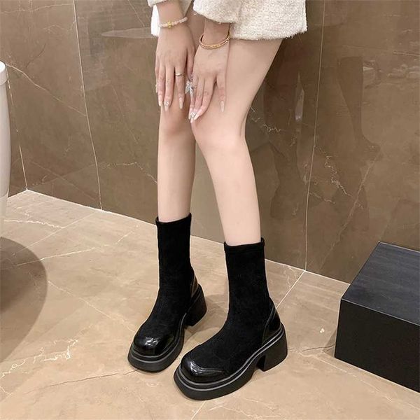 women boots boots women's long autumn and winter new french fashion versatile thick heel anti slip elastic thin short 230830, Black
women boots boots women's long autumn and winter new french fashion versatile thick heel anti slip elastic thin short 230830, Black