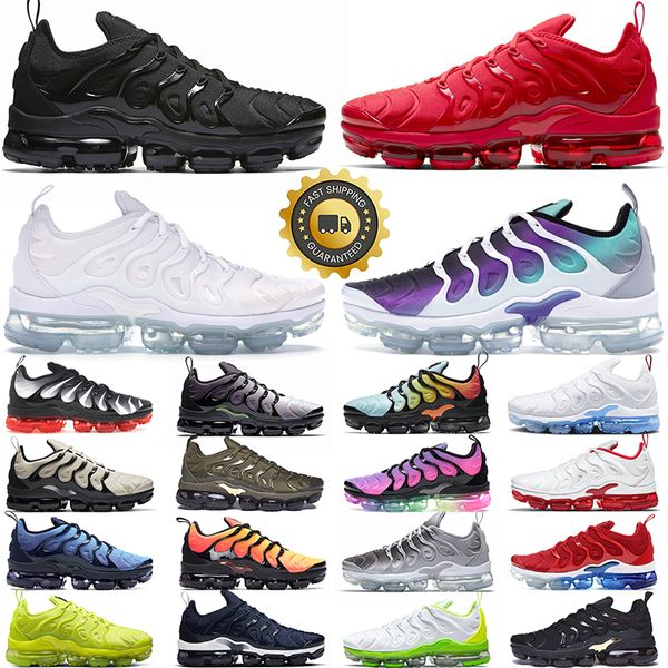 

tn plus tns running shoes for men women triple black white cherry red blue hyper violet grape wolf grey mens womens trainers outdoor sports