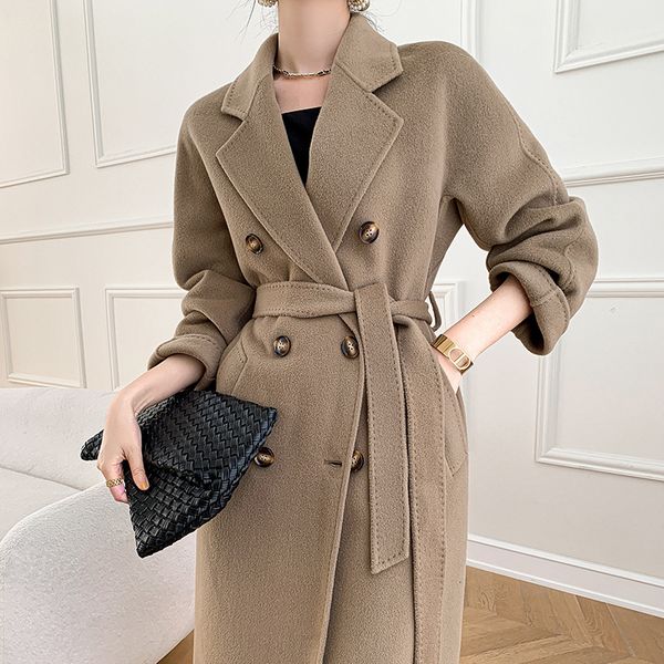 womens wool blends autumn and winter cashmere coat classic doublebreasted thickened doublesided long 230904, Black
womens wool blends autumn and winter cashmere coat classic doublebreasted thickened doublesided long 230904, Black