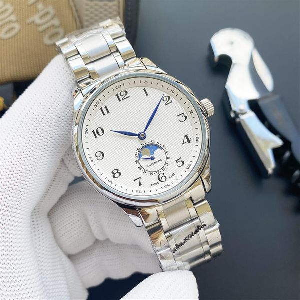 2021 new luxury mens watches 40mm size automatic mechanical watch designer brand moon phase steel and leather str226f, Slivery;brown
2021 new luxury mens watches 40mm size automatic mechanical watch designer brand moon phase steel and leather str226f, Slivery;brown