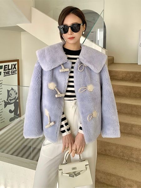 womens fur faux horn buckled composite coats women female real wool lapel sheep sheared thick jackets fashion turn down warm outerwear 23090, Black
womens fur faux horn buckled composite coats women female real wool lapel sheep sheared thick jackets fashion turn down warm outerwear 23090, Black