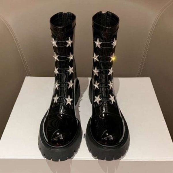 genuine leather thick soled martin boots for women's spring and autumn single boots black tie up short boots sweet and cool pearl star
genuine leather thick soled martin boots for women's spring and autumn single boots black tie up short boots sweet and cool pearl star