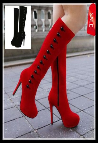 2 colors korea designer shoes high heels with button women039s winter red knee high long boots add plush5788670, Black
2 colors korea designer shoes high heels with button women039s winter red knee high long boots add plush5788670, Black