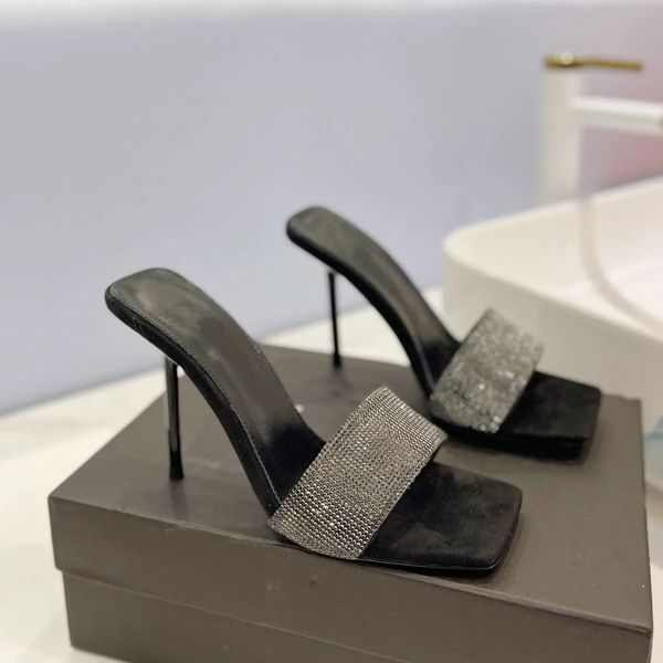 rhinestones square toe cap silver mule sandals slides heels slip on stiletto heeled shoes women's luxury designer leather outsole eveni, Black
rhinestones square toe cap silver mule sandals slides heels slip on stiletto heeled shoes women's luxury designer leather outsole eveni, Black