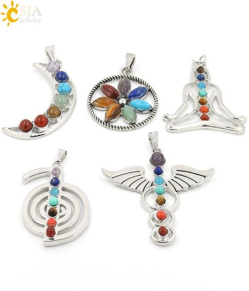 csja chakras natural stone pendant angel wings health amulet fashion 7 reiki yoga jewelry necklace pendants boy girl gifts mix cha6501758, Bronze;silver
csja chakras natural stone pendant angel wings health amulet fashion 7 reiki yoga jewelry necklace pendants boy girl gifts mix cha6501758, Bronze;silver